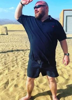 New Bigdude Chunky Tipped Polo Shirt Navy Polo Shirts