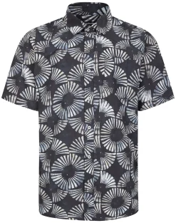 Outlet Bigdude Circles Allover Printed Short Sleeve Shirt Charcoal Casual Shirts