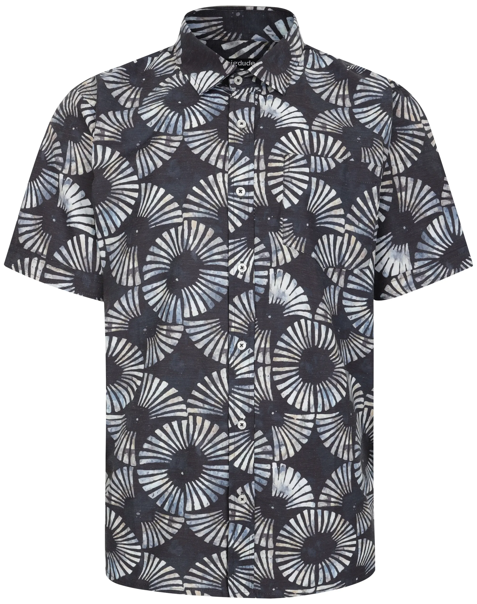 Hot Bigdude Circles Allover Printed Short Sleeve Shirt Charcoal Tall Casual Shirts