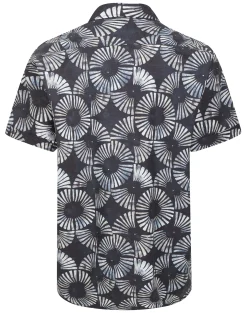 Hot Bigdude Circles Allover Printed Short Sleeve Shirt Charcoal Tall Casual Shirts