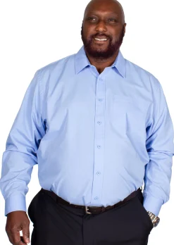 Discount Bigdude Classic Long Sleeve Poplin Shirt Light Blue Dress Shirts