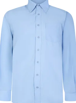 Discount Bigdude Classic Long Sleeve Poplin Shirt Light Blue Dress Shirts