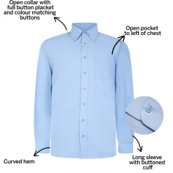 Discount Bigdude Classic Long Sleeve Poplin Shirt Light Blue Dress Shirts