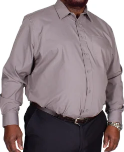 Online Bigdude Classic Long Sleeve Poplin Shirt Charcoal Dress Shirts