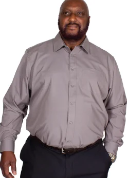 Online Bigdude Classic Long Sleeve Poplin Shirt Charcoal Dress Shirts