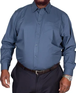 Online Bigdude Classic Long Sleeve Poplin Shirt Petrol Dress Shirts