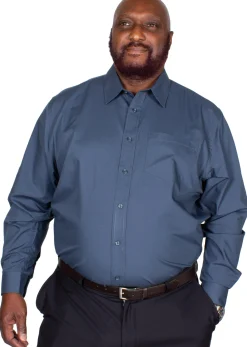 Online Bigdude Classic Long Sleeve Poplin Shirt Petrol Dress Shirts