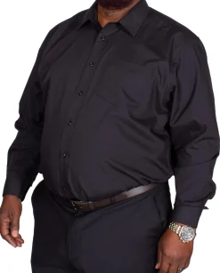Fashion Bigdude Classic Long Sleeve Poplin Shirt Black Dress Shirts