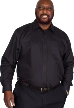 Fashion Bigdude Classic Long Sleeve Poplin Shirt Black Dress Shirts