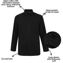 Fashion Bigdude Classic Long Sleeve Poplin Shirt Black Dress Shirts
