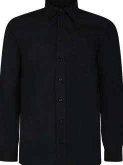 Fashion Bigdude Classic Long Sleeve Poplin Shirt Black Dress Shirts