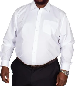 Discount Bigdude Classic Long Sleeve Poplin Shirt White Tall Dress Shirts