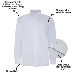Discount Bigdude Classic Long Sleeve Poplin Shirt White Tall Dress Shirts