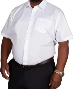 Online Bigdude Classic Short Sleeve Poplin Shirt White Dress Shirts