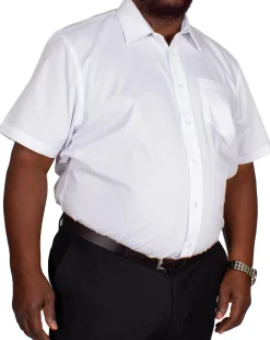 Online Bigdude Classic Short Sleeve Poplin Shirt White Dress Shirts