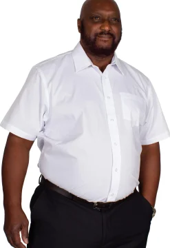 Online Bigdude Classic Short Sleeve Poplin Shirt White Dress Shirts