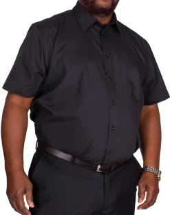Best Bigdude Classic Short Sleeve Poplin Shirt Black Dress Shirts