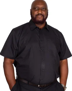 Best Bigdude Classic Short Sleeve Poplin Shirt Black Dress Shirts