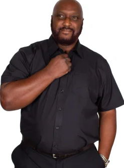 Best Bigdude Classic Short Sleeve Poplin Shirt Black Dress Shirts