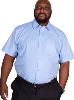 Hot Bigdude Classic Short Sleeve Poplin Shirt Light Blue Dress Shirts