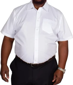 Best Bigdude Classic Short Sleeve Poplin Shirt White Tall Dress Shirts
