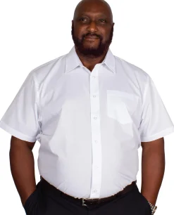 Best Bigdude Classic Short Sleeve Poplin Shirt White Tall Dress Shirts