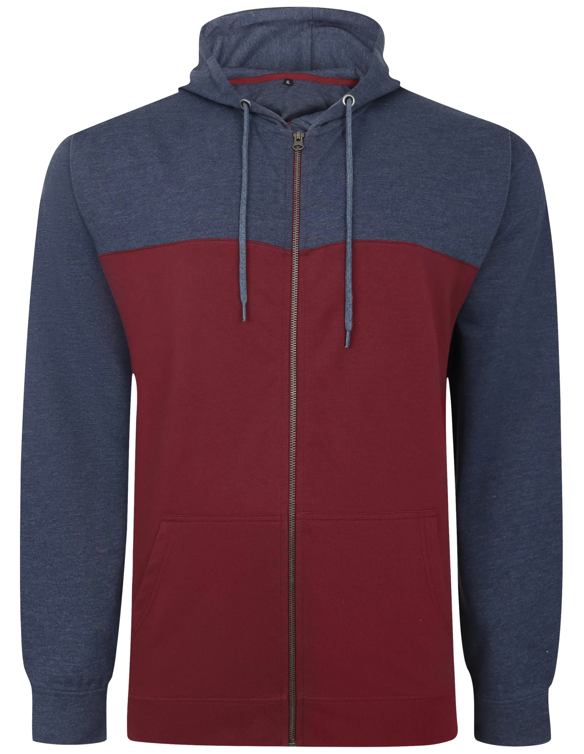 Discount Bigdude Color Block Zipped Hoody Burgundy/Navy Hoodies