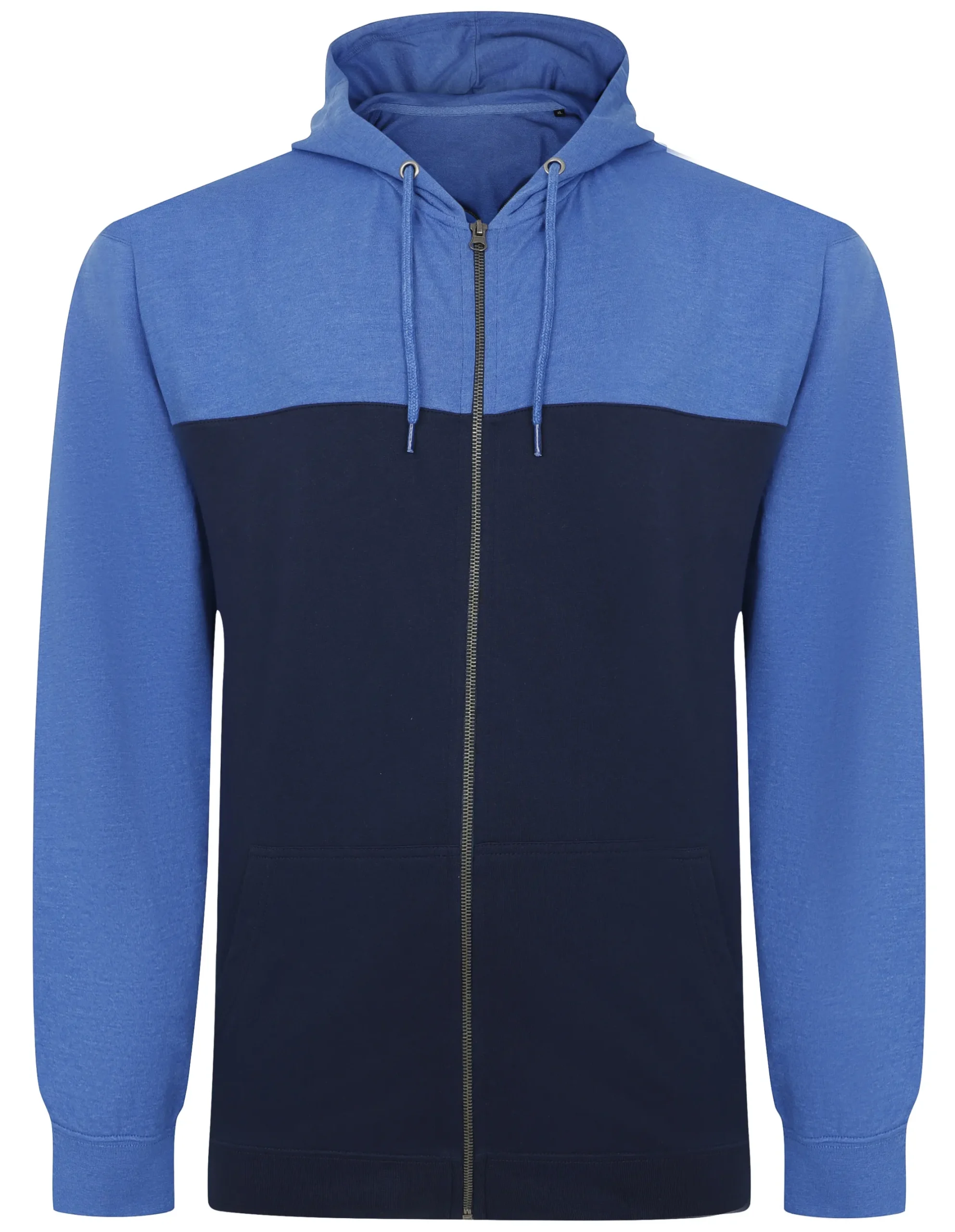 Best Bigdude Color Block Zipped Hoody Navy/Royal Blue Hoodies