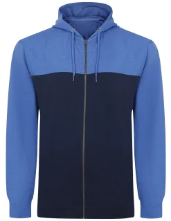 Best Bigdude Color Block Zipped Hoody Navy/Royal Blue Tall Hoodies