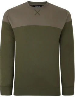 Clearance Bigdude Colour Block Jumper Khaki/Dark Khaki Sweatshirts & Cardigans
