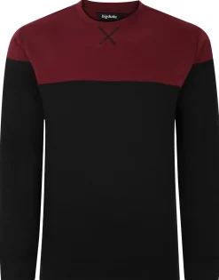 Best Bigdude Colour Block Jumper Black/Burgundy Sweatshirts & Cardigans