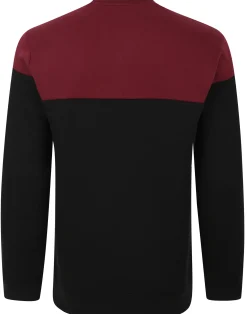 Best Bigdude Colour Block Jumper Black/Burgundy Sweatshirts & Cardigans