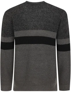 Best Bigdude Colour Block Knitted Jumper Tall Charcoal Marl Sweatshirts