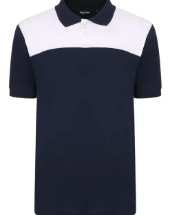 Fashion Bigdude Colour Block Polo Shirt Navy Polo Shirts