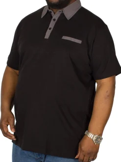 Best Bigdude Contrast Jersey Polo Shirt Black Polo Shirts