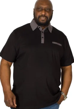Best Bigdude Contrast Jersey Polo Shirt Black Polo Shirts