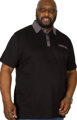Best Bigdude Contrast Jersey Polo Shirt Black Polo Shirts