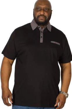 Best Bigdude Contrast Jersey Polo Shirt Black Polo Shirts