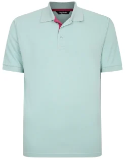 Clearance Bigdude Contrast Placket Polo Shirt Turquoise Tall Polo Shirts