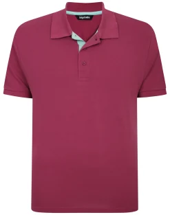 Outlet Bigdude Contrast Placket Polo Shirt Mauve Polo Shirts