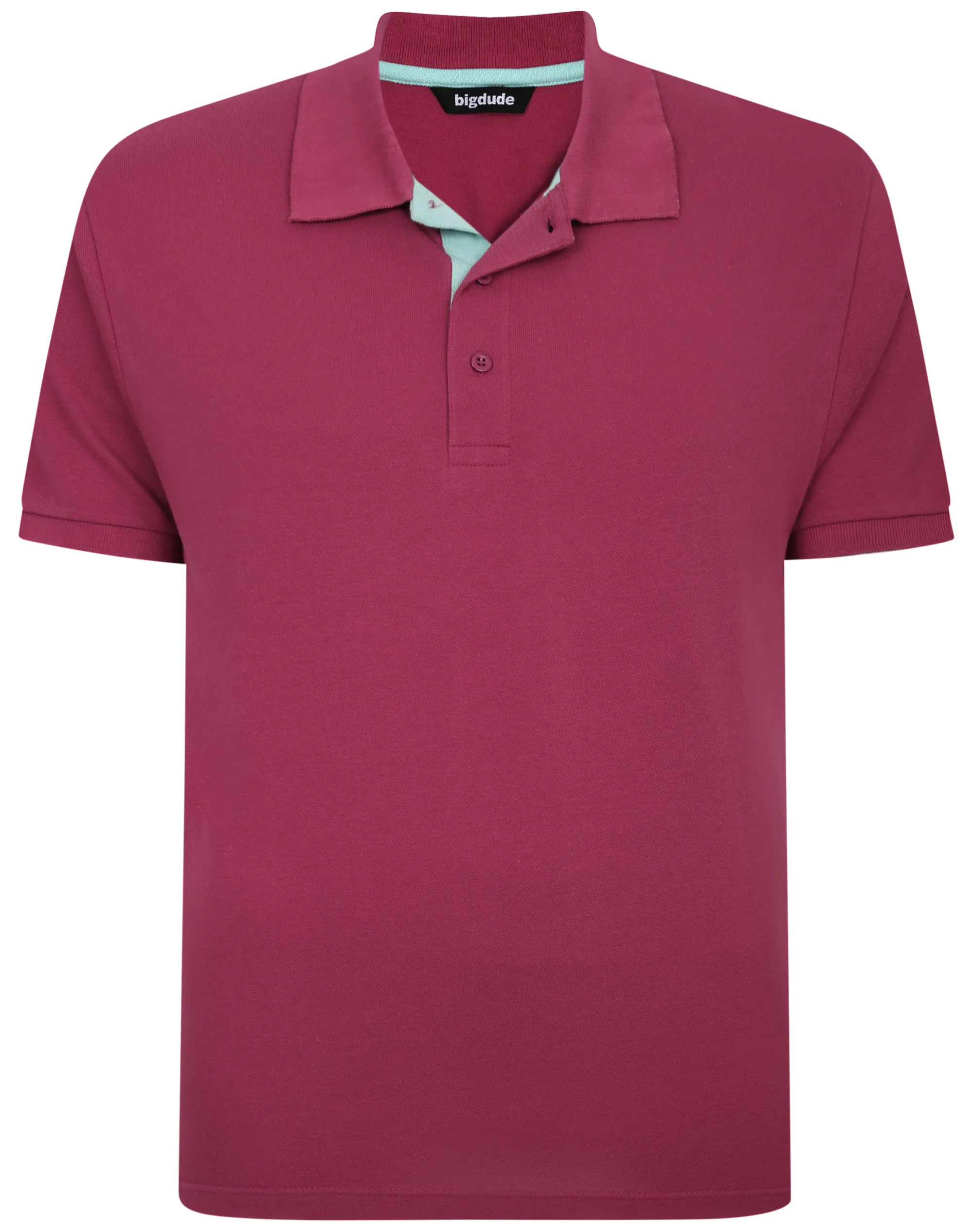 Outlet Bigdude Contrast Placket Polo Shirt Mauve Polo Shirts