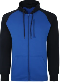 New Bigdude Contrast Raglan Full Zip Hoody Royal Blue Hoodies