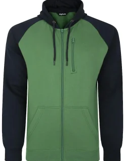Best Bigdude Contrast Raglan Full Zip Hoody Deep Green Hoodies