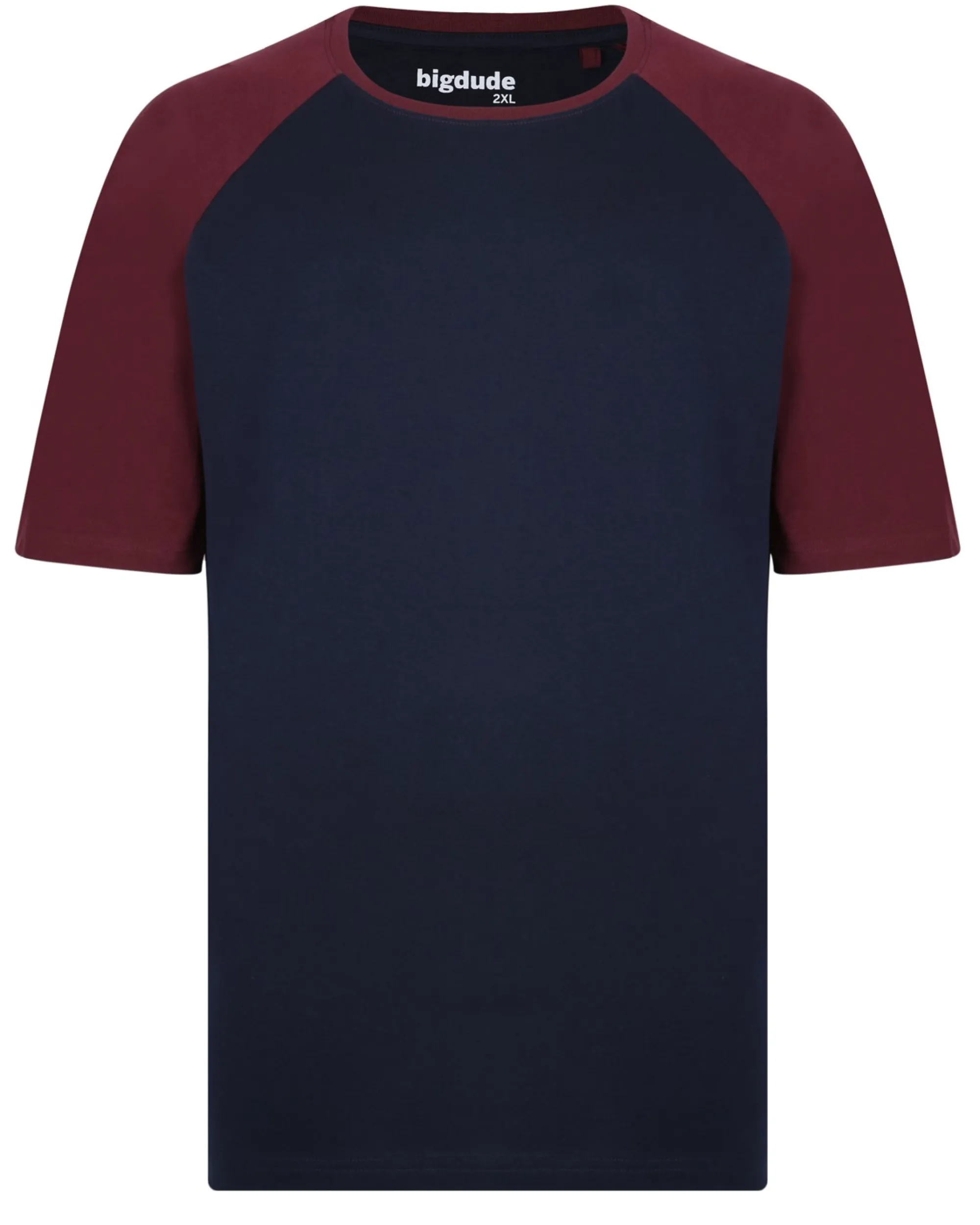 Sale Bigdude Contrast Raglan Sleeve T-Shirt Navy/Burgundy T-shirts