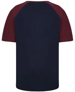 Sale Bigdude Contrast Raglan Sleeve T-Shirt Navy/Burgundy T-shirts