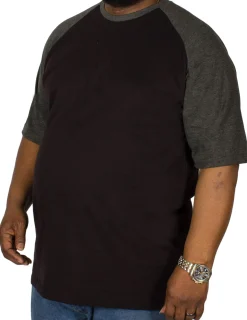 Outlet Bigdude Contrast Raglan Sleeve T-Shirt Black/Charcoal Tall T-shirts