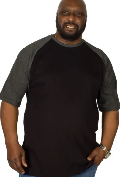 Outlet Bigdude Contrast Raglan Sleeve T-Shirt Black/Charcoal Tall T-shirts
