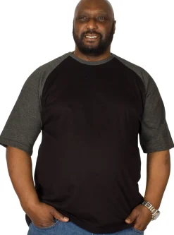 Outlet Bigdude Contrast Raglan Sleeve T-Shirt Black/Charcoal Tall T-shirts