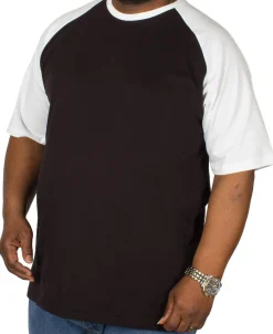 Sale Bigdude Contrast Raglan Sleeve T-Shirt Black/White Tall T-shirts
