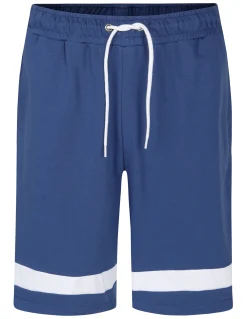 Sale Bigdude Contrast Stripe Loopback Shorts Deep Blue Shorts